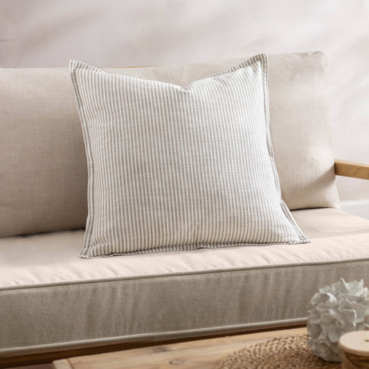 Truro Stripe Reversible Cushion Natural - Bluebell and Willow