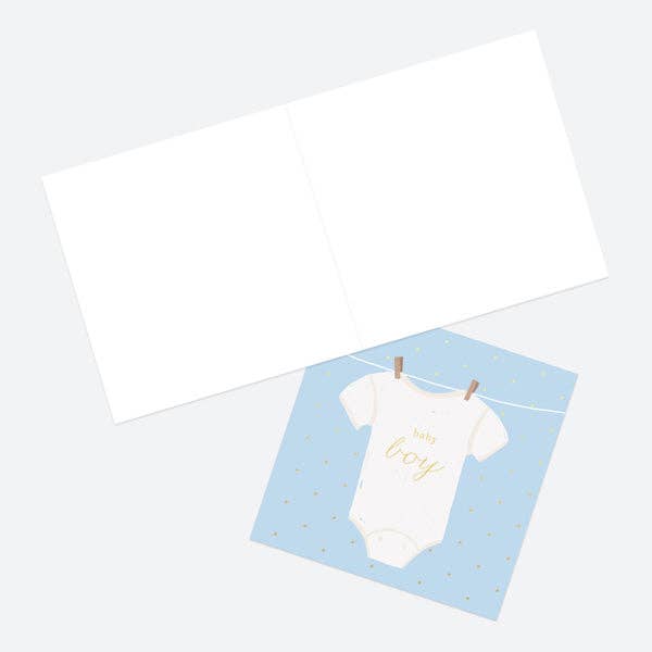 Luxury Foil New Baby Card - Vest - Baby Boy - Bluebell and Willow