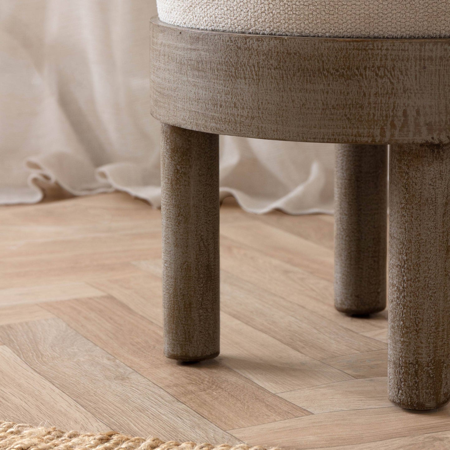 Ebbett Wooden Footstool Ecru