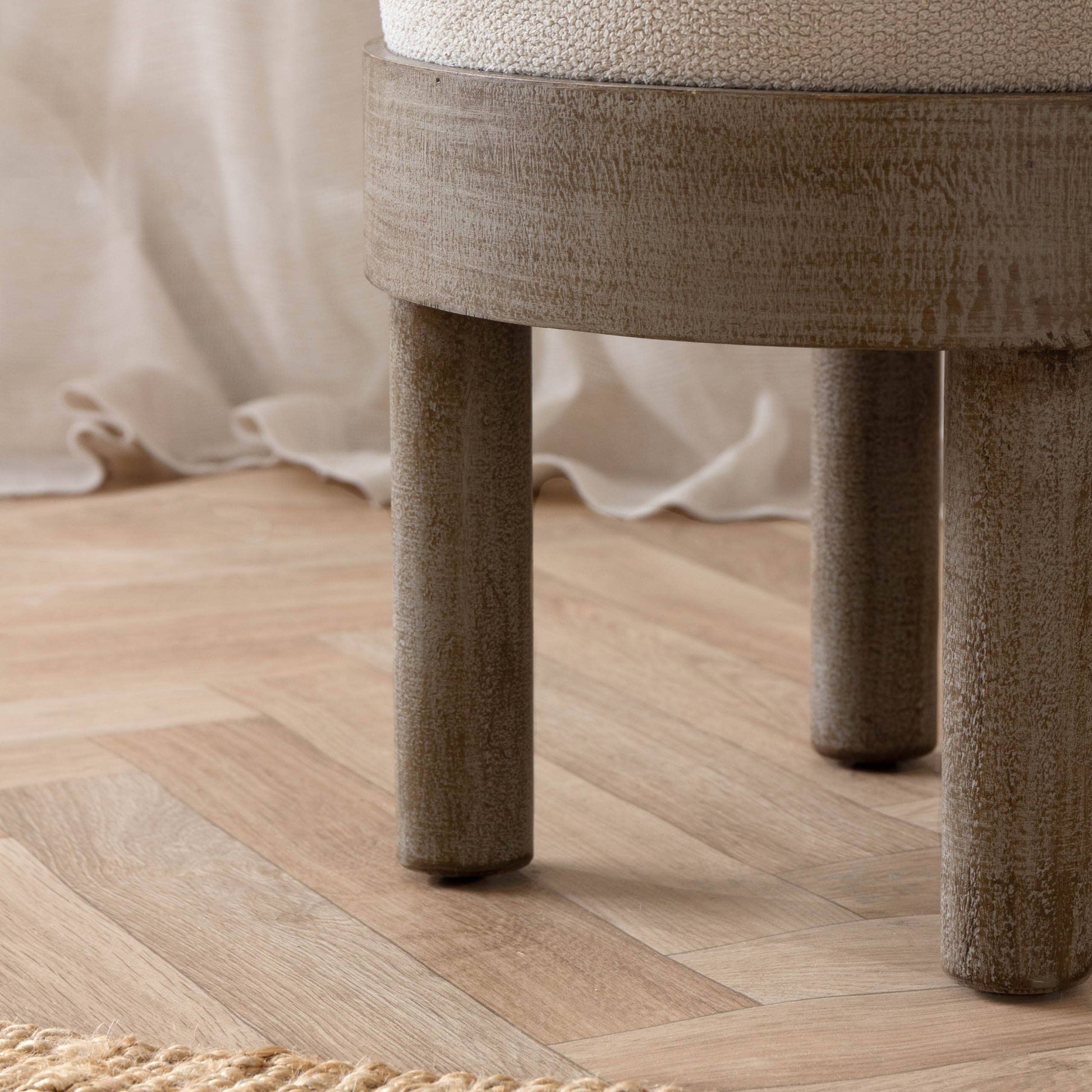 Ebbett Wooden Footstool Ecru - Bluebell and Willow