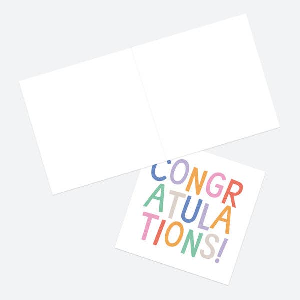 Congratulations Card - Colourful Typography - Bluebell and Willow