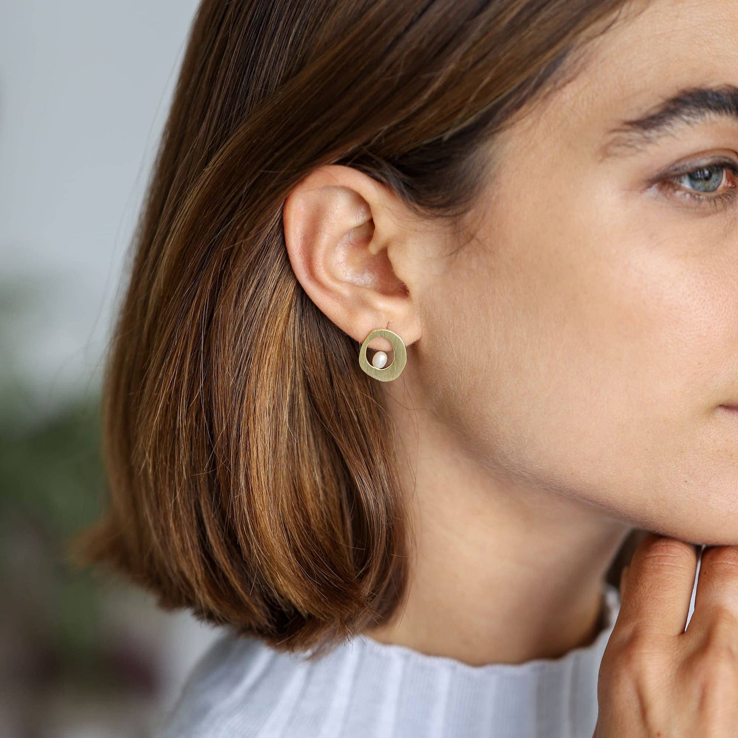 Delicate Freshwater Pearl Gold Stud Earrings