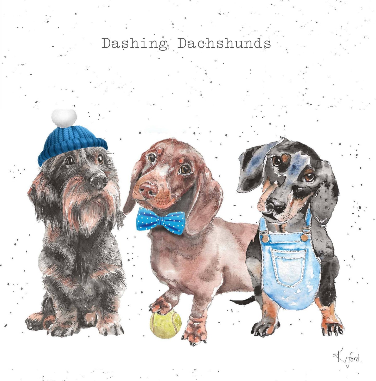 "Dachshunds / sausage dogs " greeting card - Bluebell and Willow