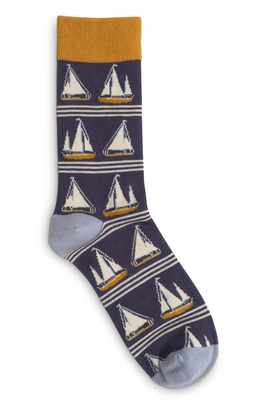 Men’s Bamboo Socks - Navy Yachts - Bluebell and Willow