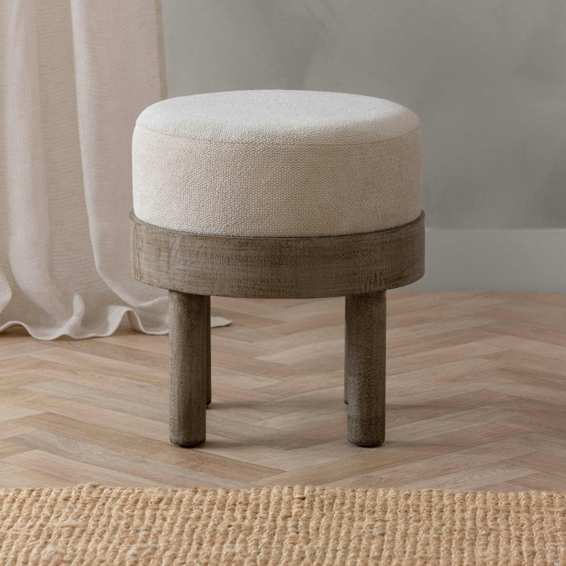 Ebbett Wooden Footstool Ecru - Bluebell and Willow
