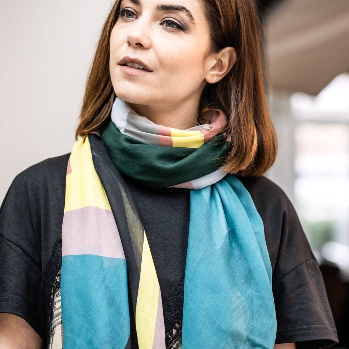 Eco Geometric Print Scarf - Bluebell and Willow