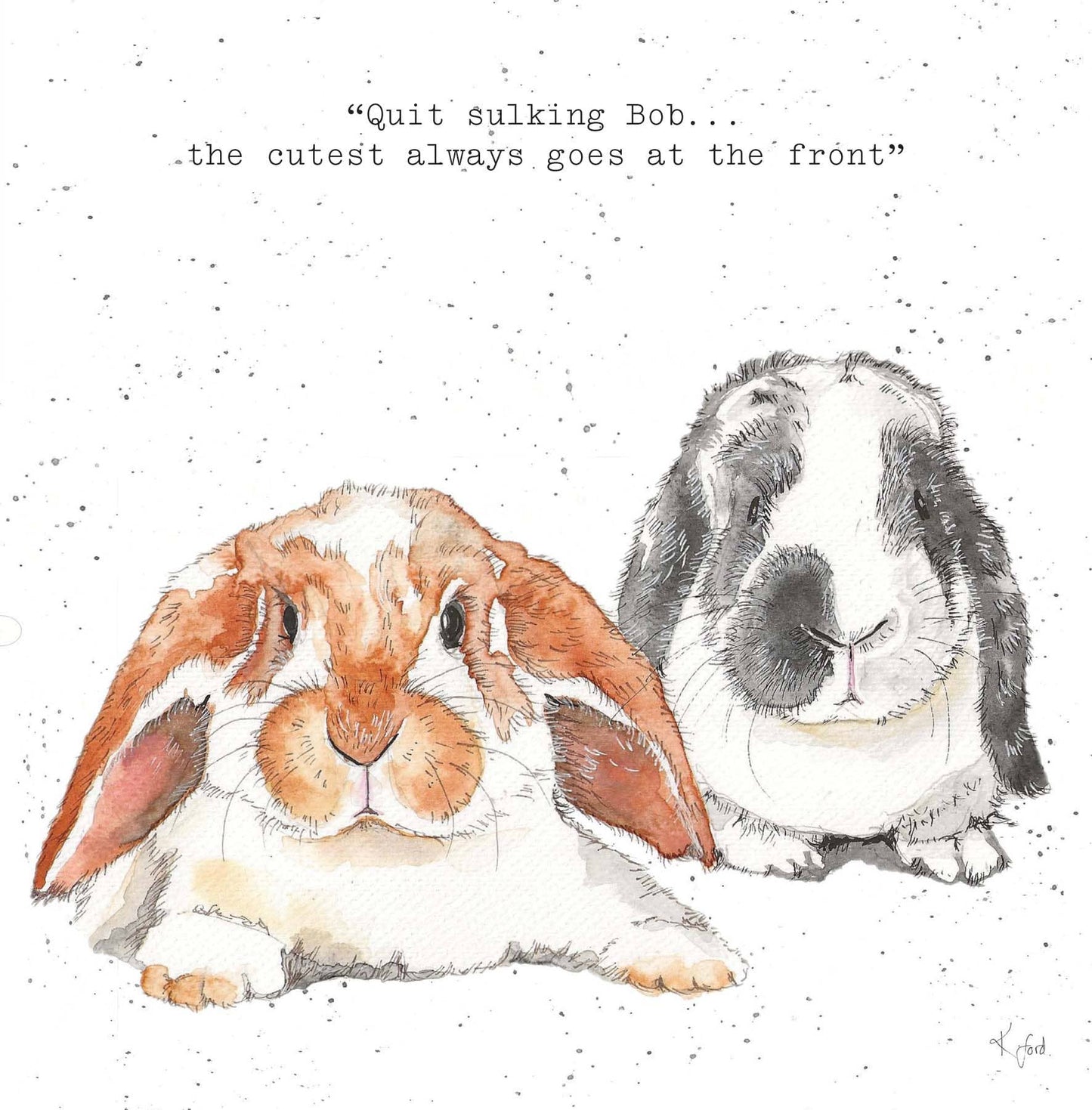 "Bunnies / rabbits " greeting card - Bluebell and Willow