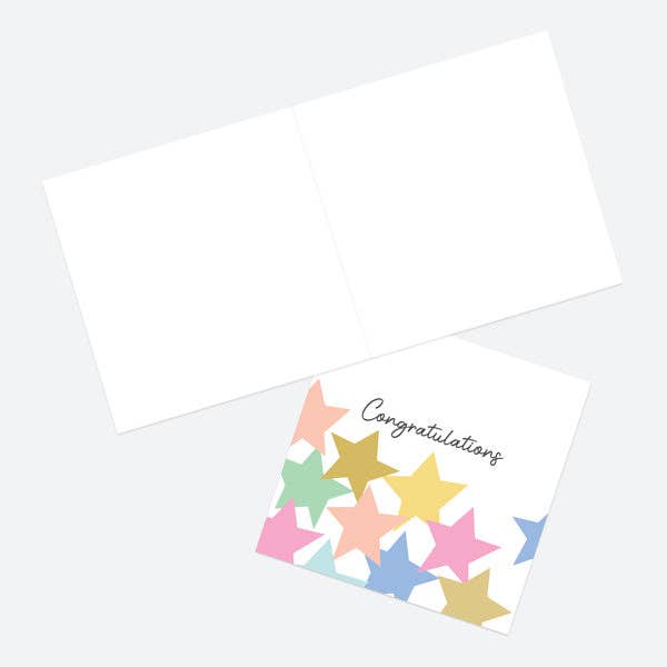 Congratulations Card - Pastel Stars - Bluebell and Willow