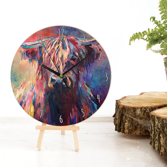 Highland Cow Clock - Bluebell and Willow