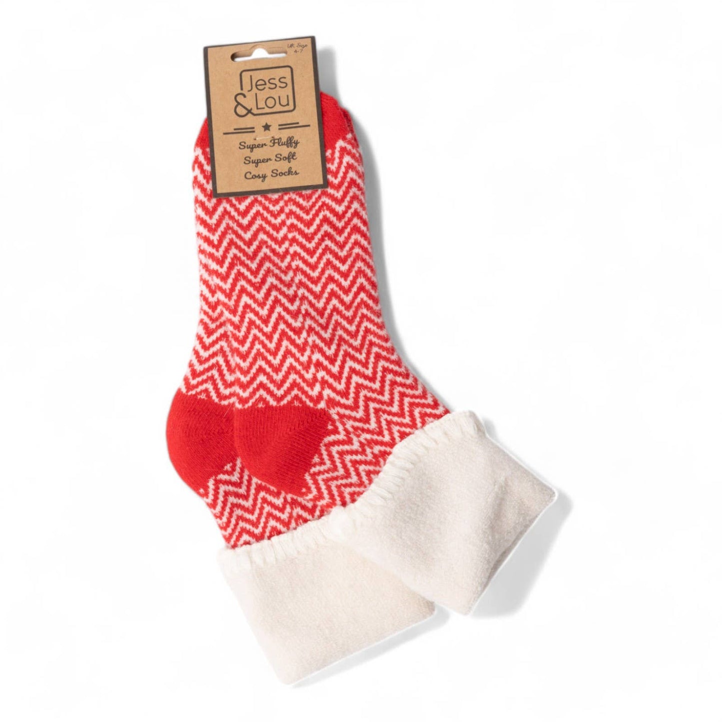 Herringbone Super Cosy Cuff Socks : Pink