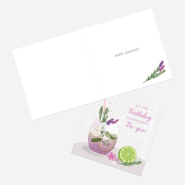 General Birthday Card - Drinks - Lavender Gin - Bluebell and Willow