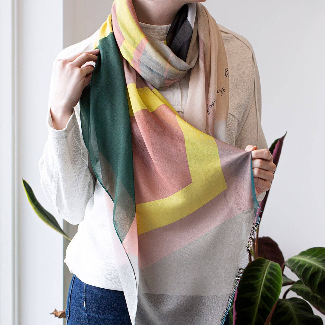Eco Geometric Print Scarf - Bluebell and Willow