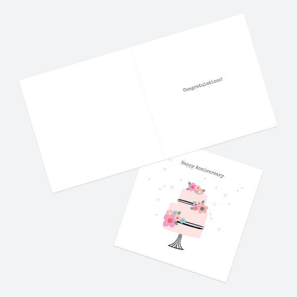 Anniversary Card - Anniversary Icons - Cake - Bluebell and Willow