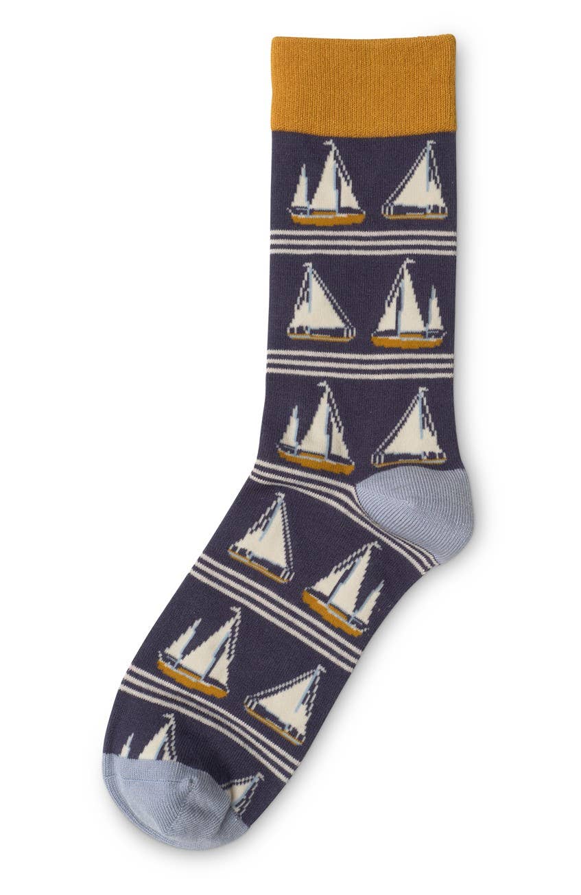 Men’s Bamboo Socks - Navy Yachts - Bluebell and Willow