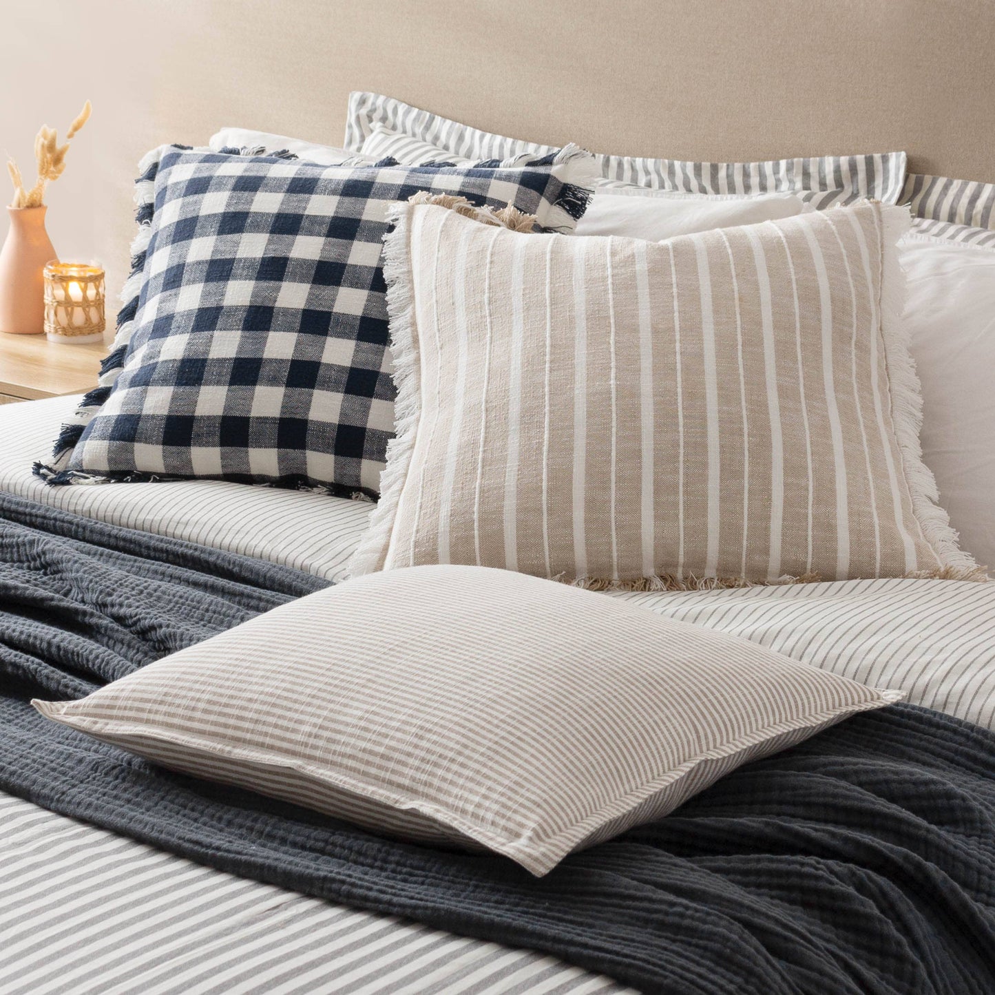 Truro Stripe Reversible Cushion Natural