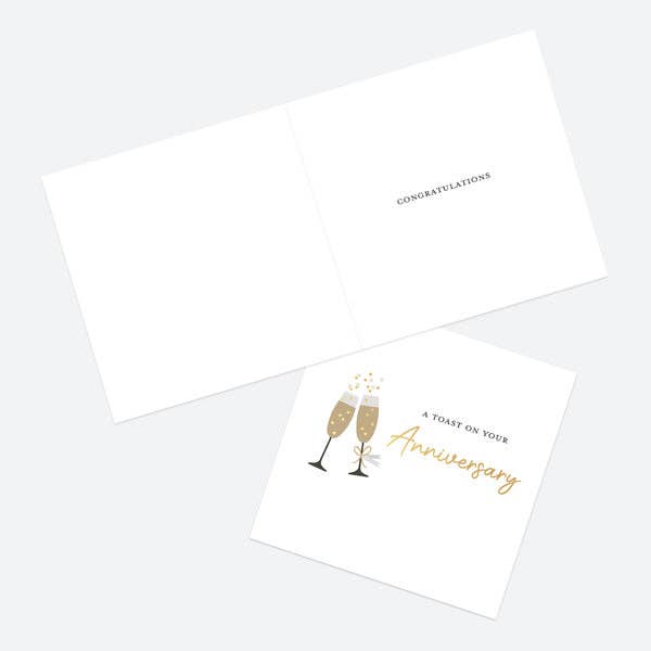 Luxury Foil Anniversary Card - Foil Monochrome - Glasses - Bluebell and Willow