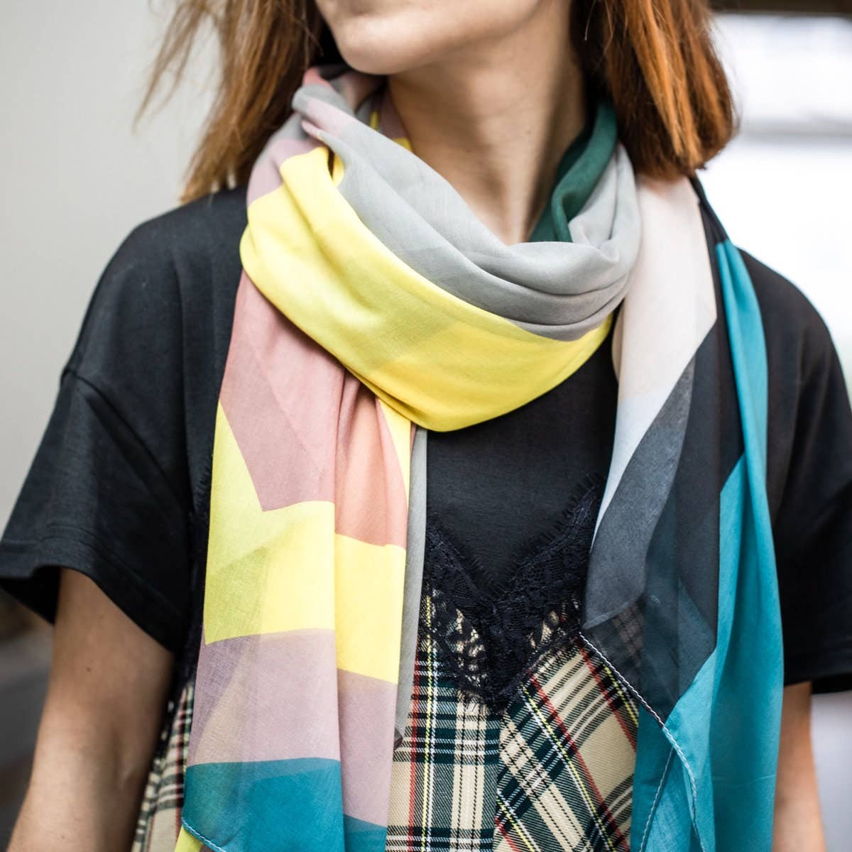 Eco Geometric Print Scarf - Bluebell and Willow