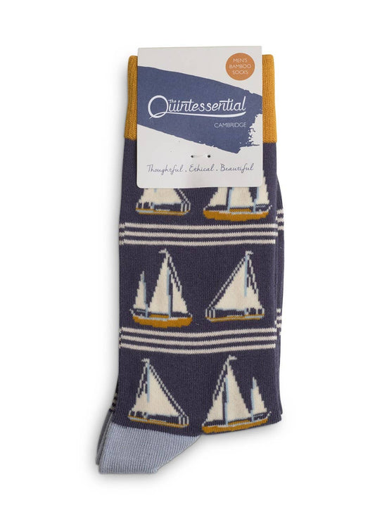 Men’s Bamboo Socks - Navy Yachts - Bluebell and Willow