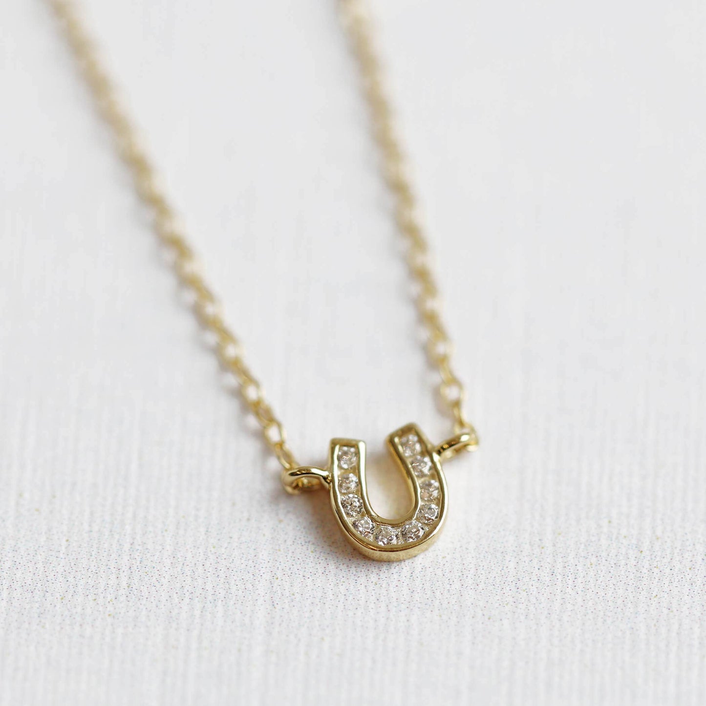 Sterling Silver Delicate Crystal Horseshoe Necklace