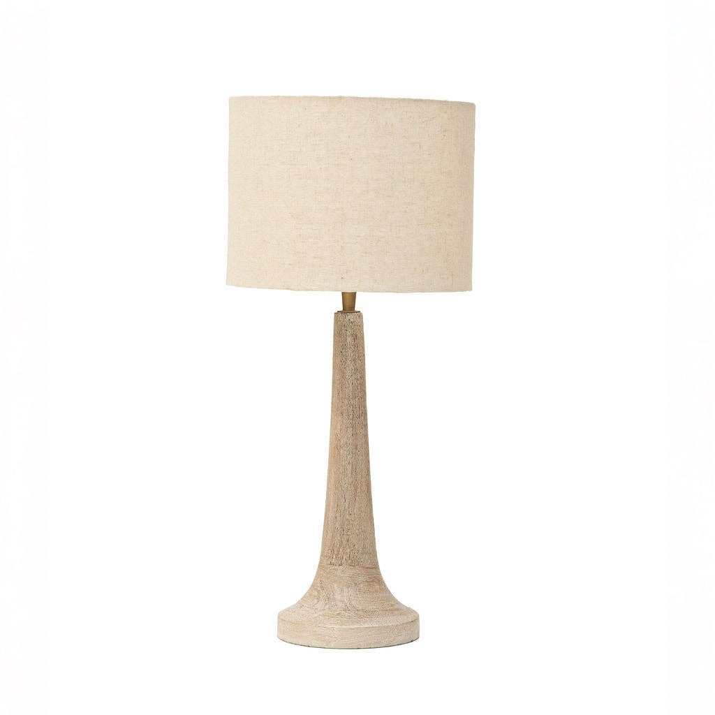 Backwell Sandblasted Medium Table Lamp, with Cream Linen Shade - Bluebell and Willow