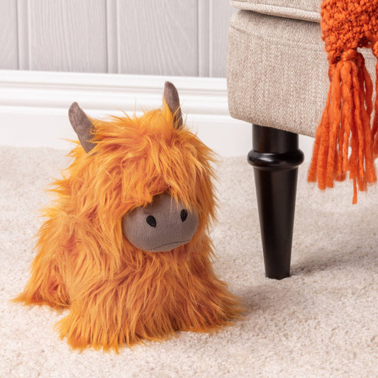 Highland Cow Shaggy Door Stop Orange - Bluebell and Willow