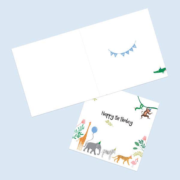 Kids Birthday Card - Go Wild Animals - Bluebell and Willow