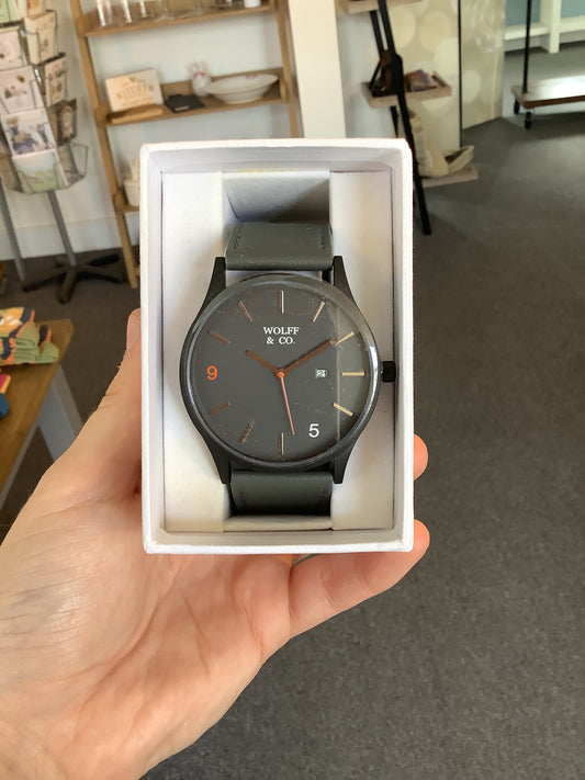 Men’s Leather Watch - Grey - Bluebell and Willow