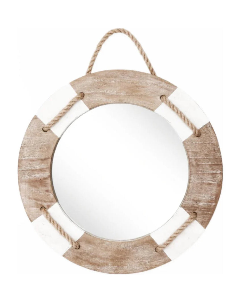 Mirror with Life Belt Frame Wood - Bluebell and Willow