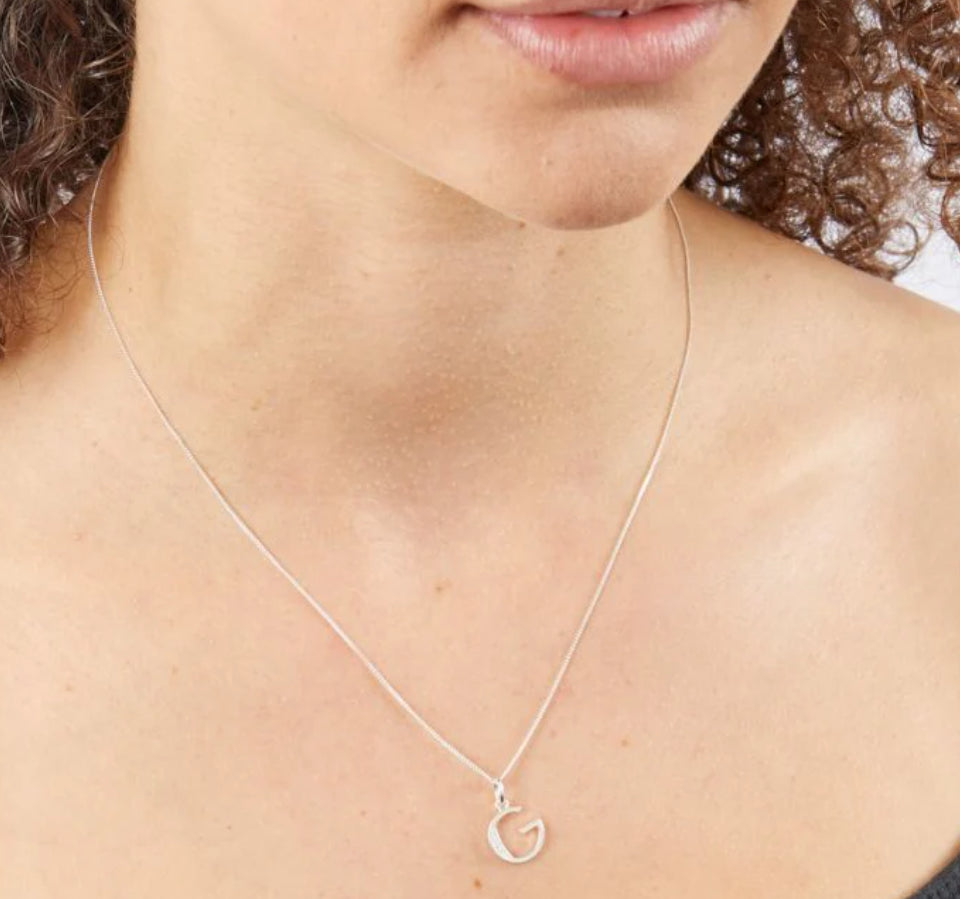 Beginnings Sterling Silver initial cubic zirconia - G, Q, U & Z - Bluebell and Willow