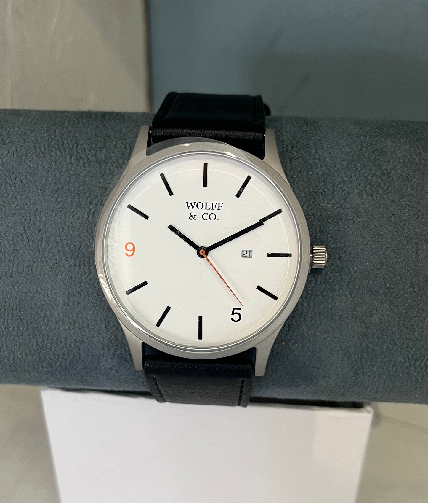 Men’s Leather Watch - Black & White - Bluebell and Willow