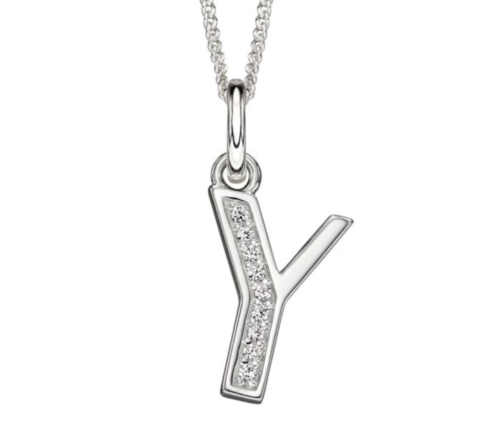 Beginnings Sterling Silver initial cubic zirconia