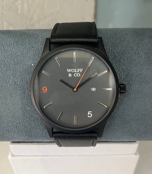 Men’s Leather Watch - Black & Grey - Bluebell and Willow