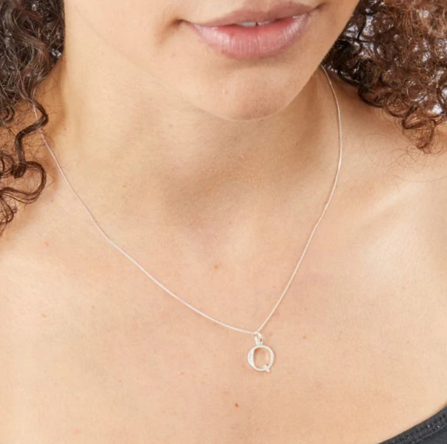 Beginnings Sterling Silver initial cubic zirconia