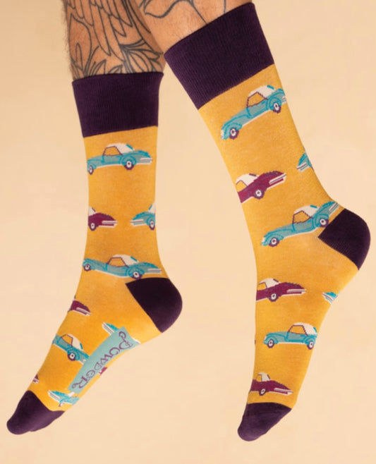 Powder Men’s Socks - Mustard Sports Car - Bluebell and Willow