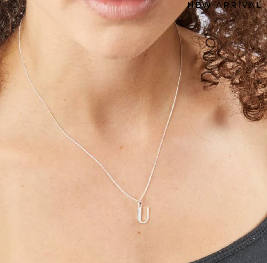 Beginnings Sterling Silver initial cubic zirconia - G, Q, U & Z - Bluebell and Willow
