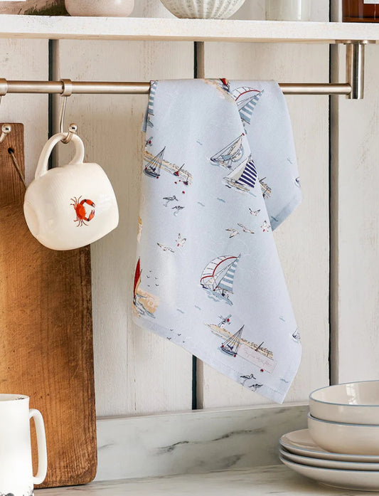 Sophie Allport Coastal Boats - Tea towel - Bluebell and Willow