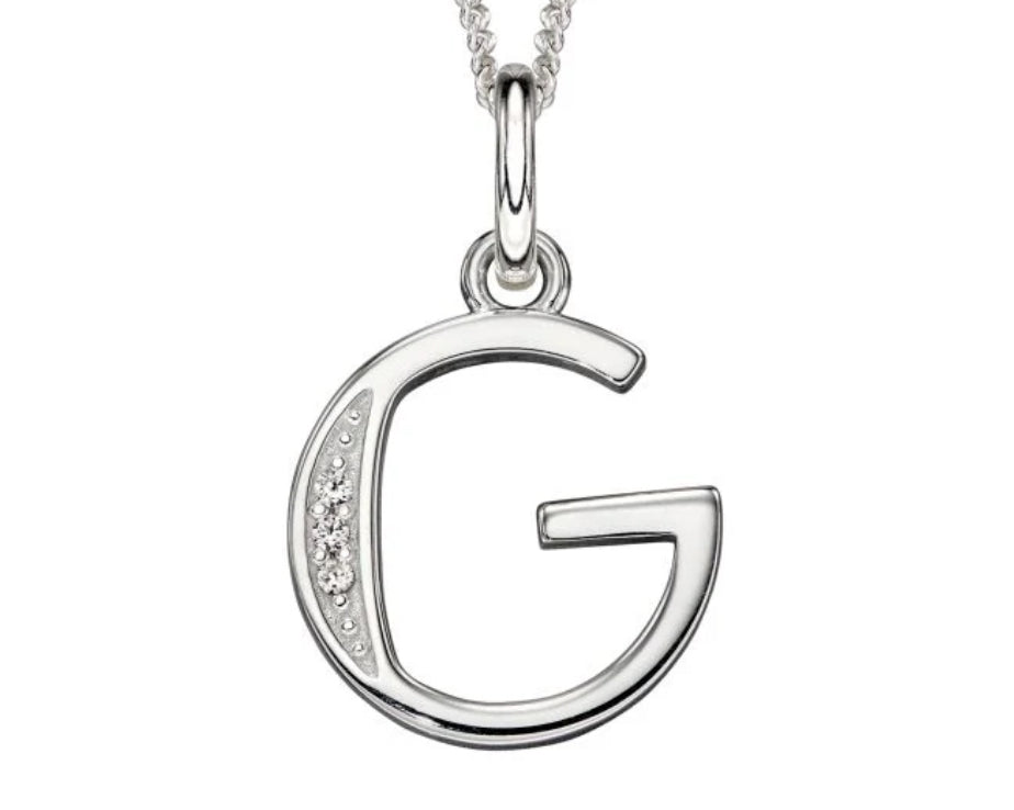 Beginnings Sterling Silver initial cubic zirconia