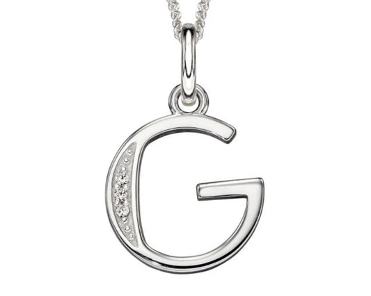 Beginnings Sterling Silver initial cubic zirconia - G, Q, U & Z - Bluebell and Willow
