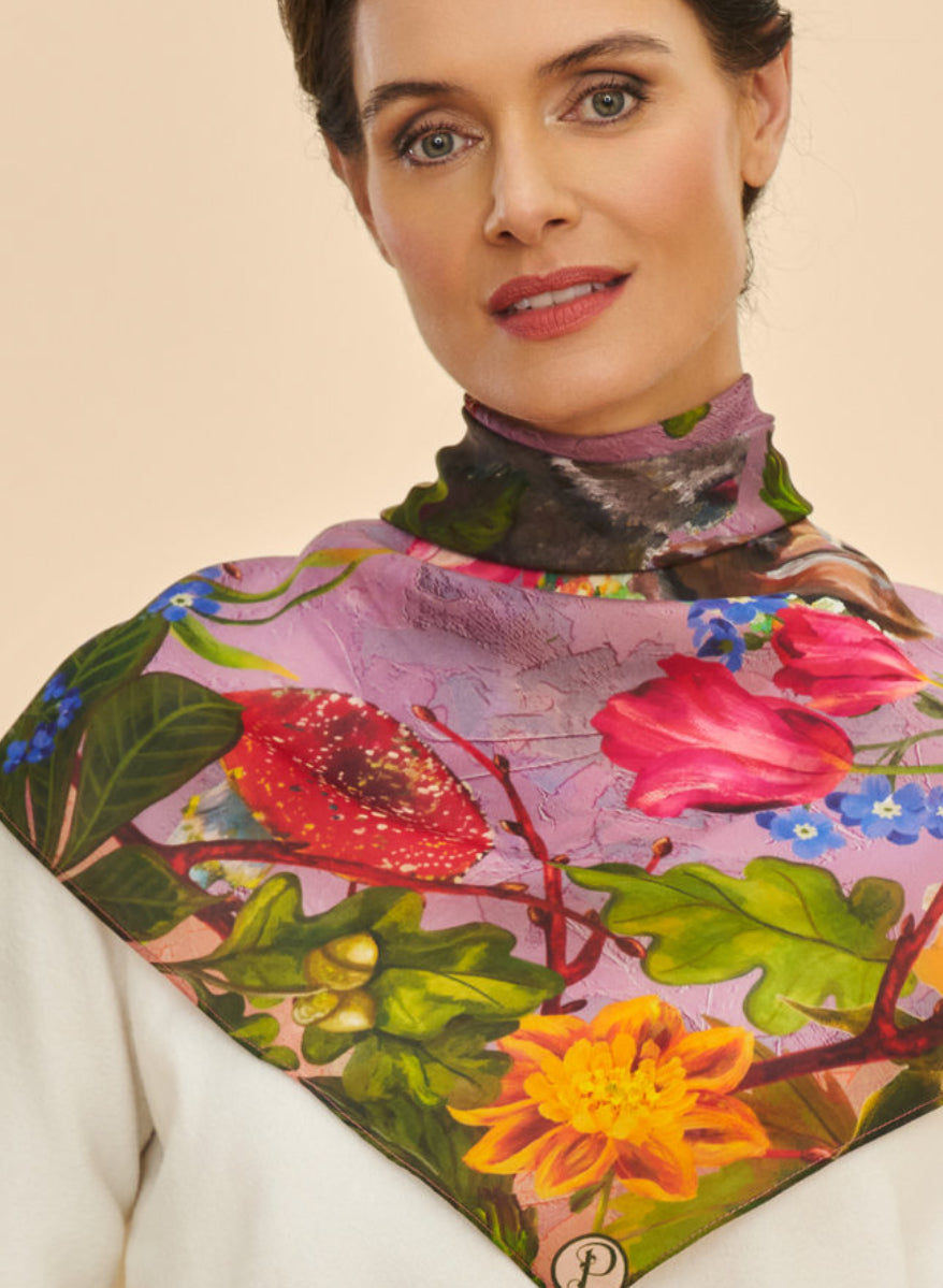 Powder 100% silk whimiscal square - Bluebell and Willow