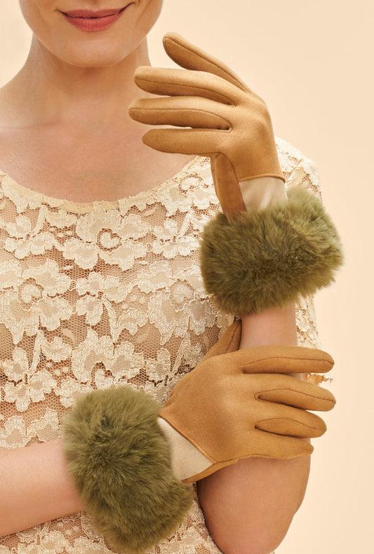 Powder Bettina gloves - two tone sand - Bluebell and Willow