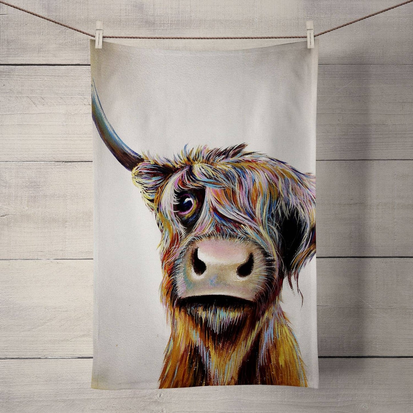 A Bad Hair Day Highland Cow Tea Towel - Bluebell and Willow