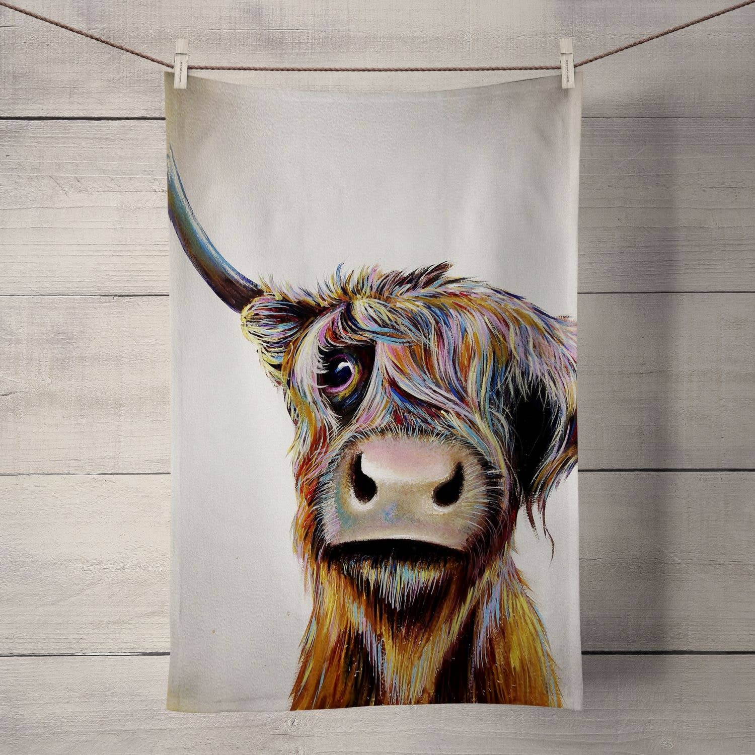 A Bad Hair Day Highland Cow Tea Towel - Bluebell and Willow