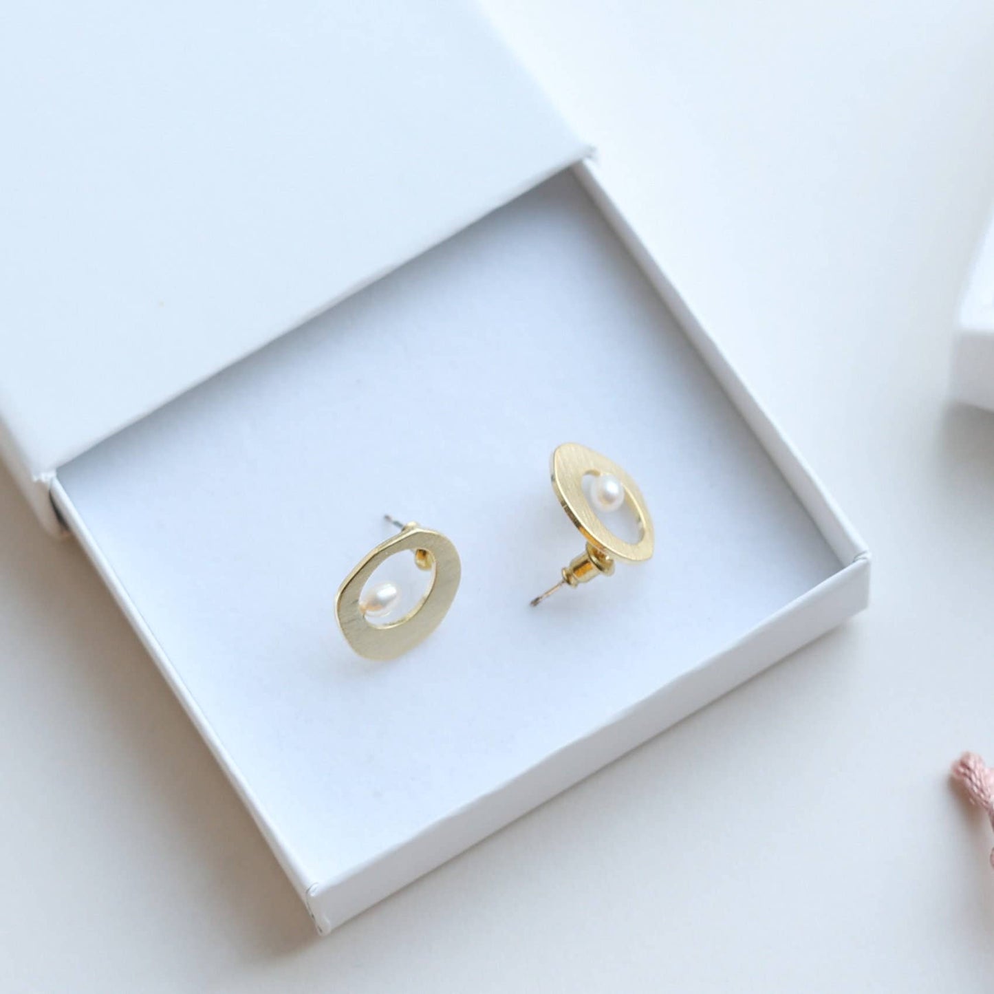 Delicate Freshwater Pearl Gold Stud Earrings