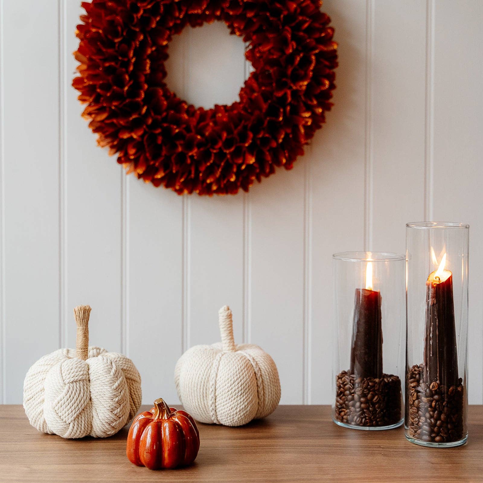Cream Pumpkin with Rope Stem - Bluebell and Willow
