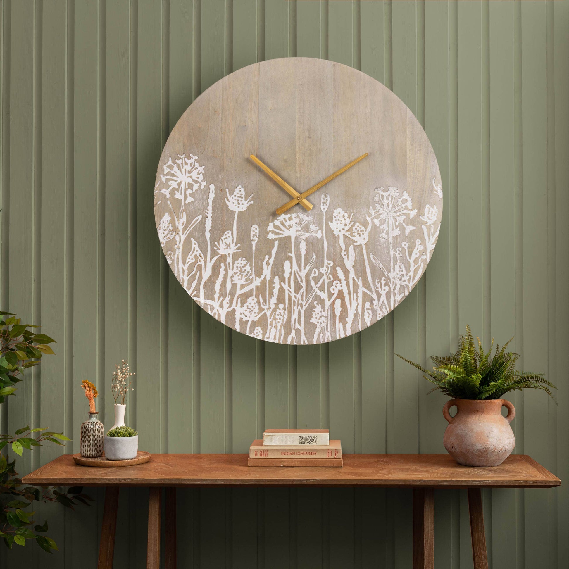Fleur Et Faune Wooden Clock Greywash - Bluebell and Willow