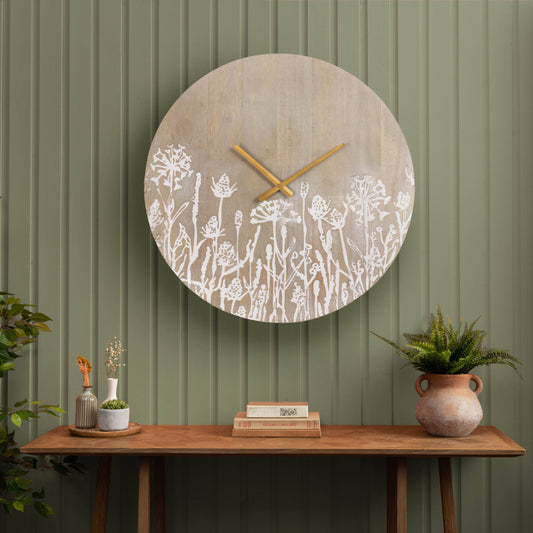 Fleur Et Faune Wooden Clock Greywash - Bluebell and Willow