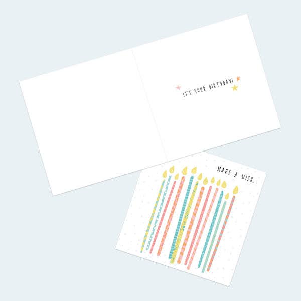General Birthday Card - Summer Pastels - Wish Candles - Bluebell and Willow