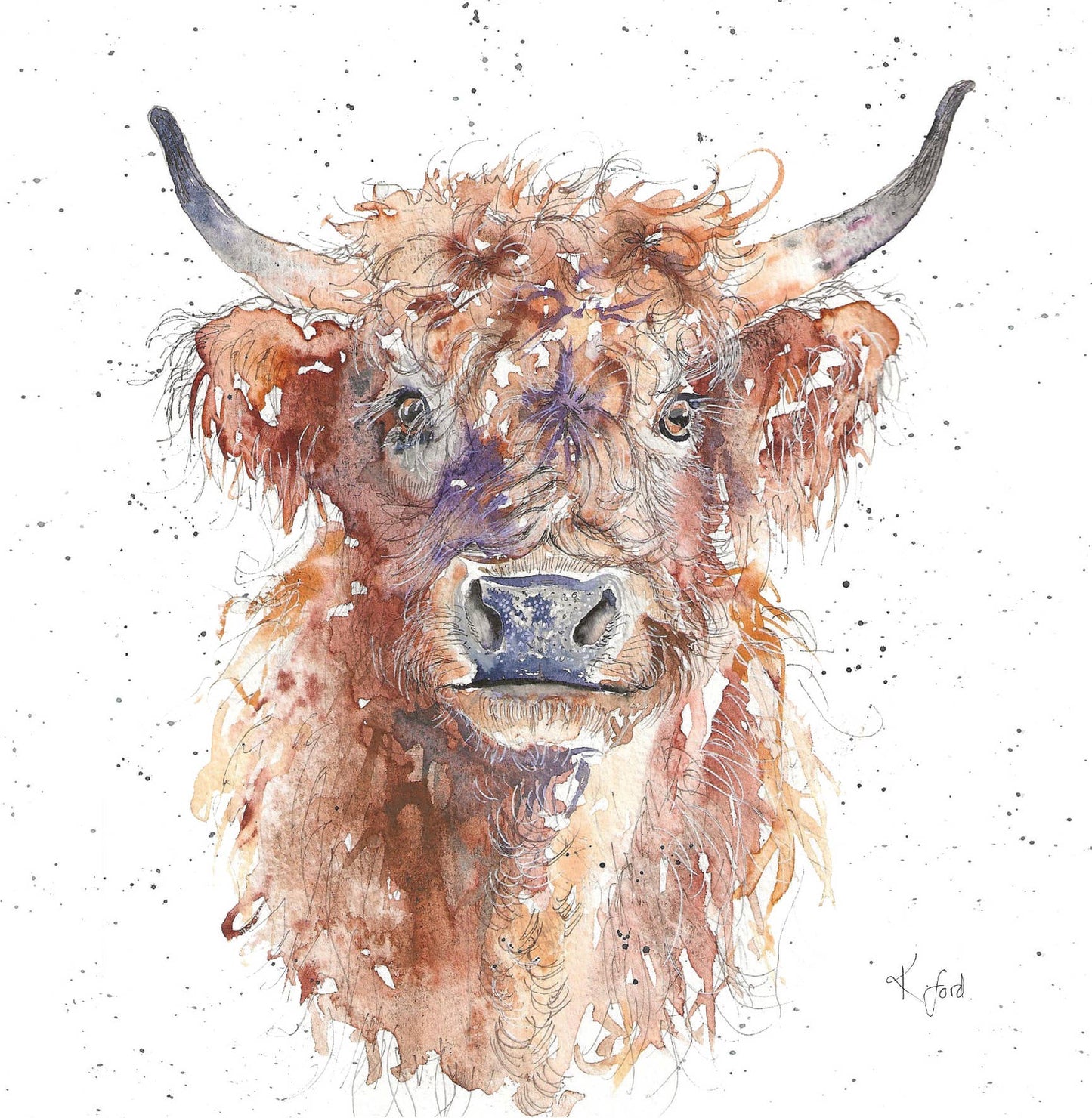 "Highland Cow" greeting card - Bluebell and Willow