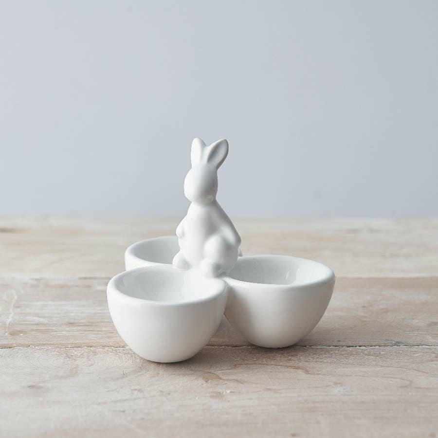 Ceramic Rabbit Three Egg Cup, 11cm - Bluebell and Willow