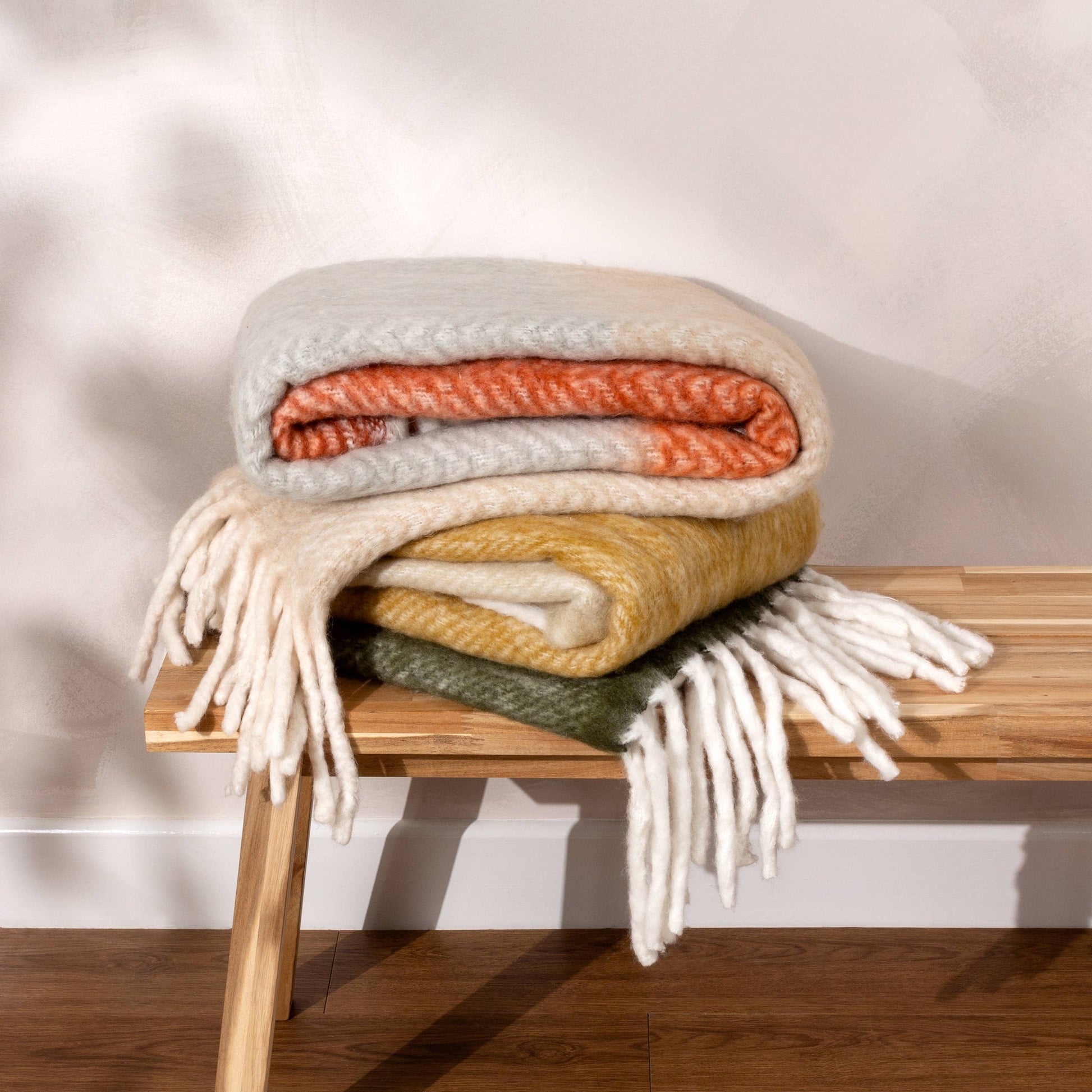 Rawton Ombre Throw Natural/Moss - Bluebell and Willow